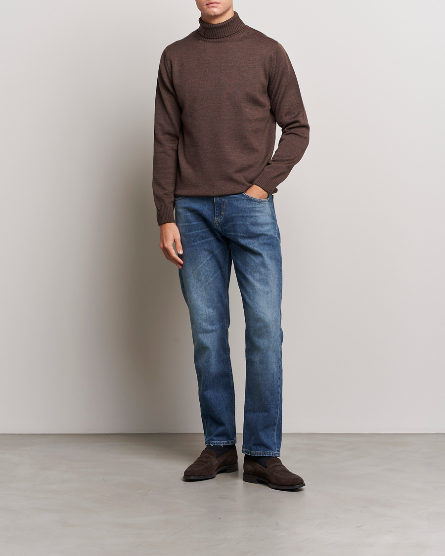 Herr | Tröjor | Stenströms | Chunky Merino Rollneck Brown