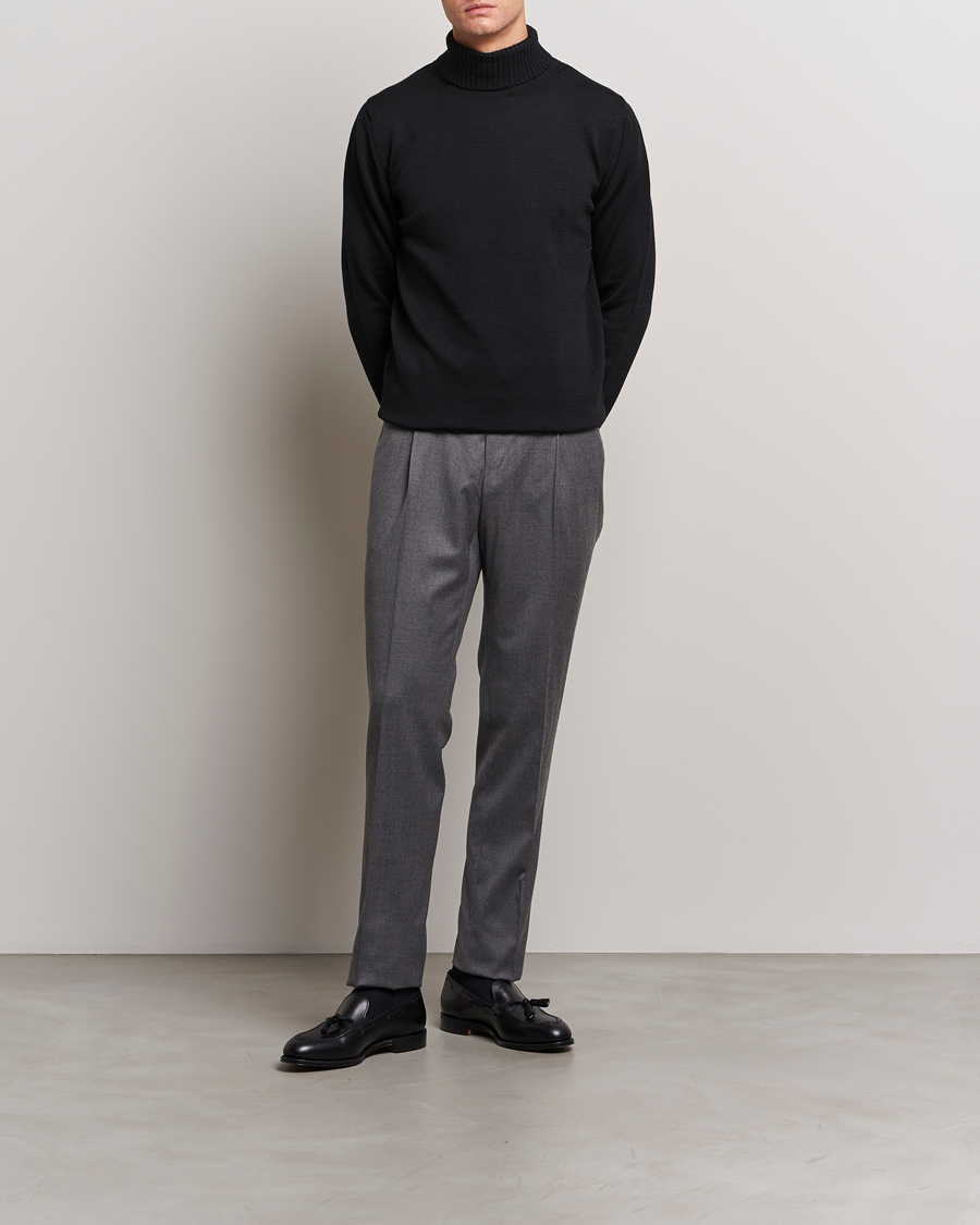 Herr | Tröjor | Stenströms | Chunky Merino Rollneck Black
