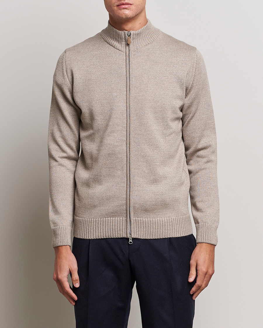 Herr |  | Stenströms | Chunky Merino Full Zip Cardigan Beige