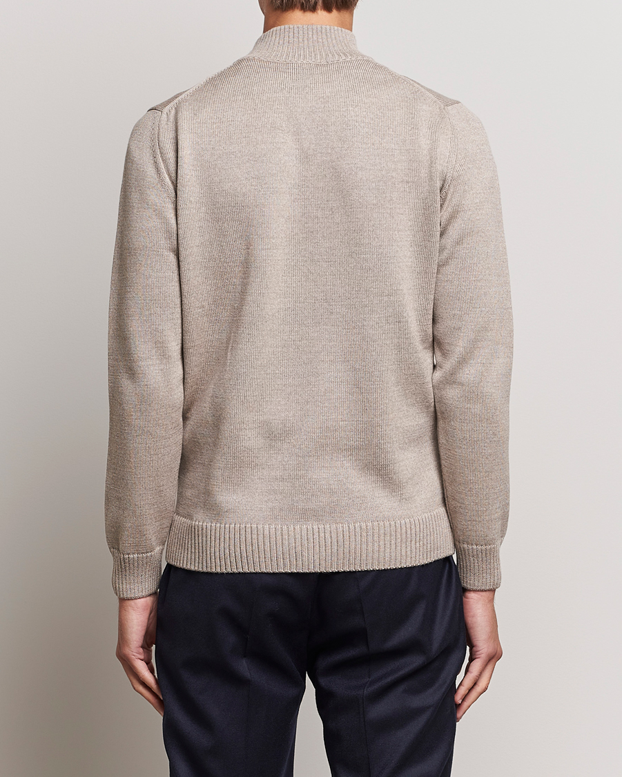 Herr | Tröjor | Stenströms | Chunky Merino Full Zip Cardigan Beige