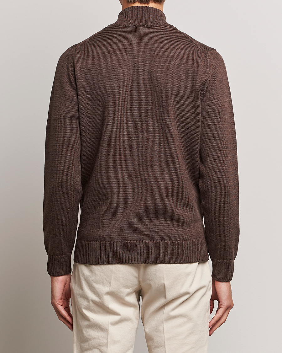 Herr | Tröjor | Stenströms | Chunky Merino Full Zip Cardigan Brown