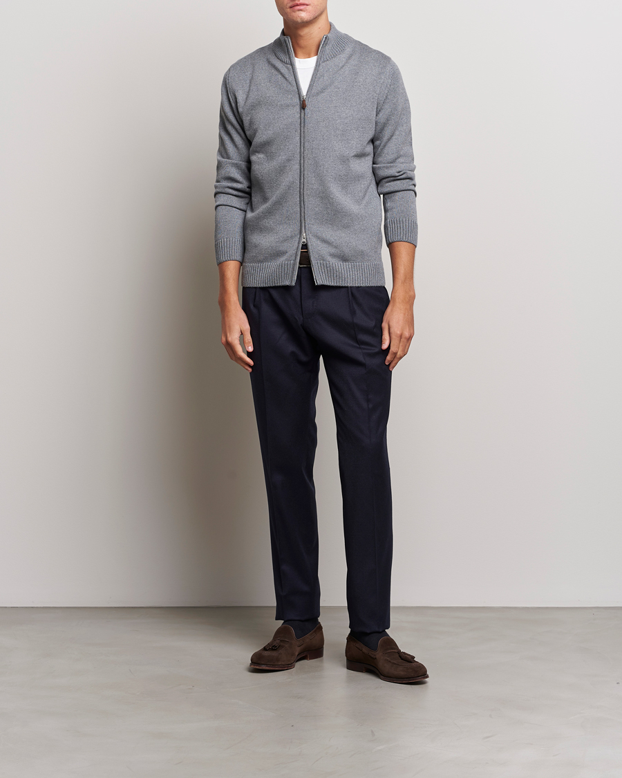 Herr | Tröjor | Stenströms | Chunky Merino Full Zip Cardigan Grey