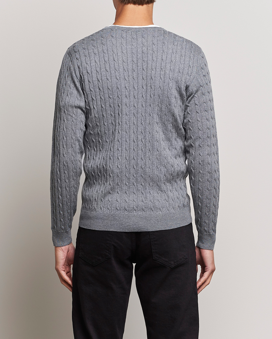 Herr | Tröjor | Stenströms | Merino Cable Crew Neck Grey