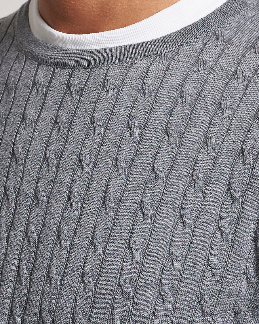 Herr | Tröjor | Stenströms | Merino Cable Crew Neck Grey
