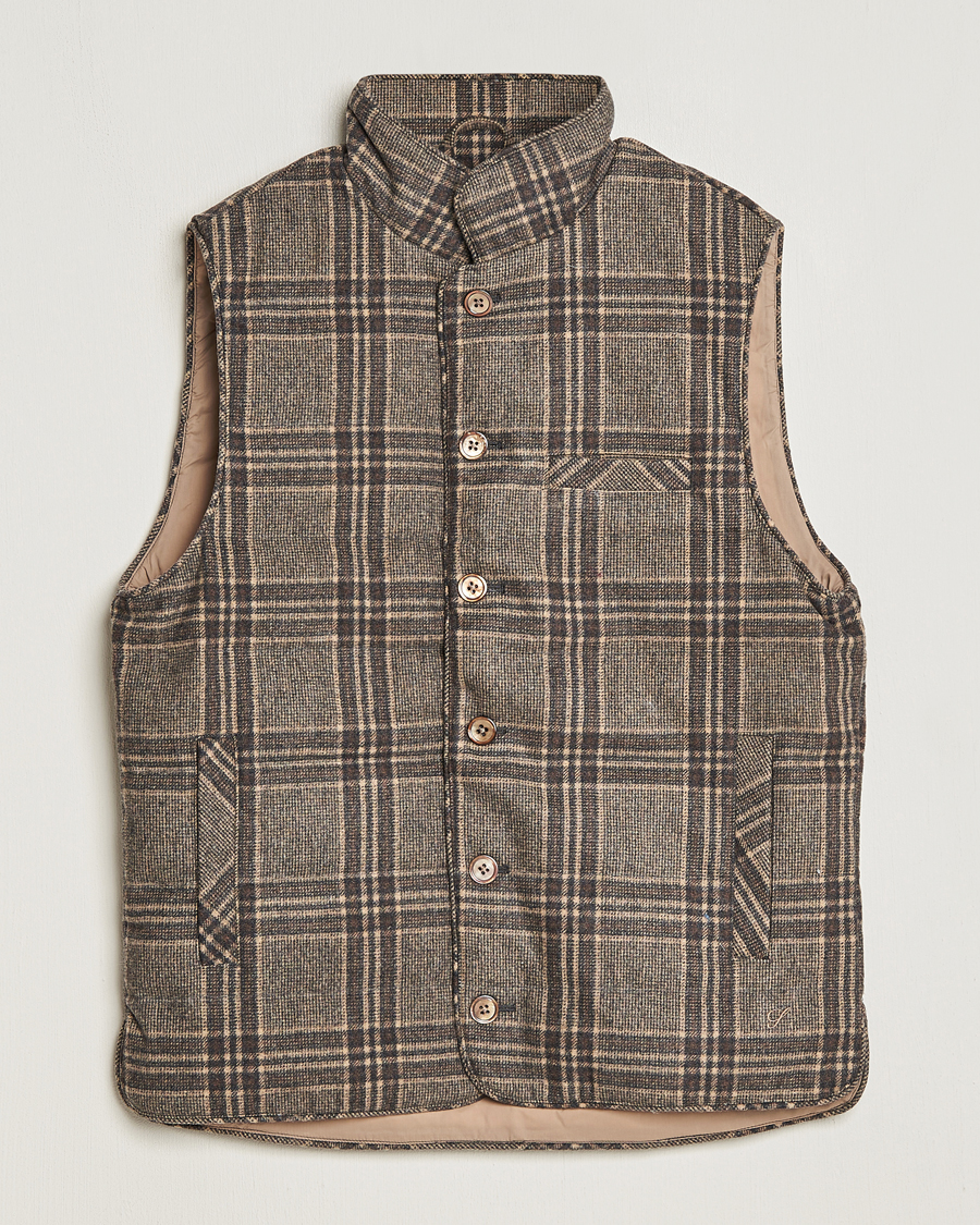 Herr | Jackor | Stenströms | Checked Wool Flannel Vest Brown