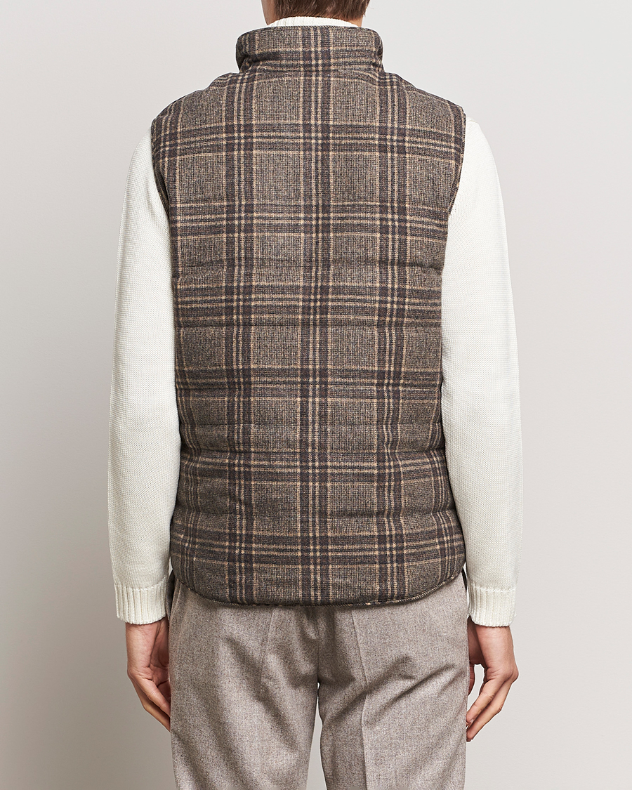 Herr | Jackor | Stenströms | Checked Wool Flannel Vest Brown