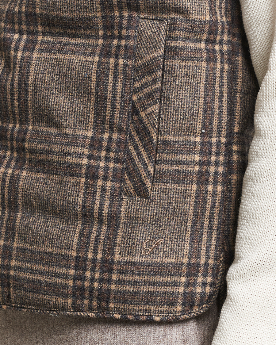 Herr | Jackor | Stenströms | Checked Wool Flannel Vest Brown