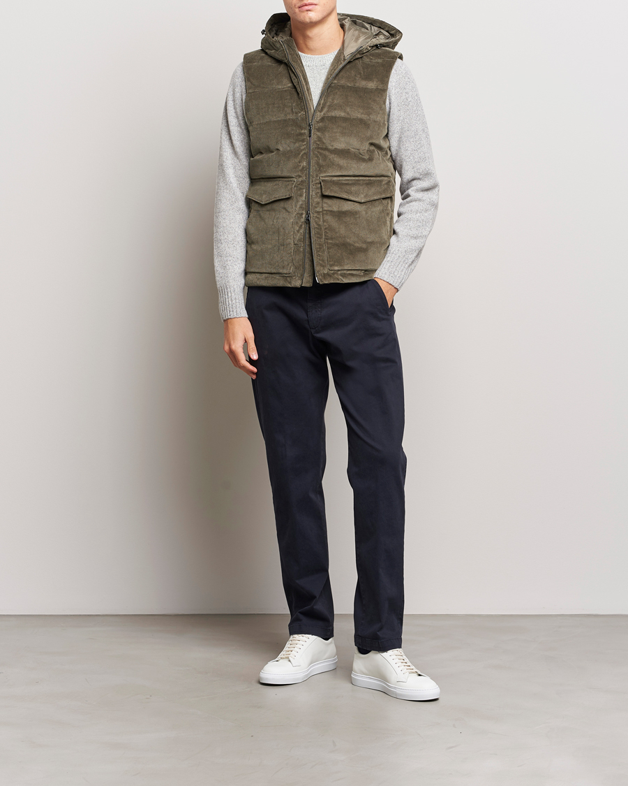 Herr | Jackor | Stenströms | Hooded Corduroy Vest Brown