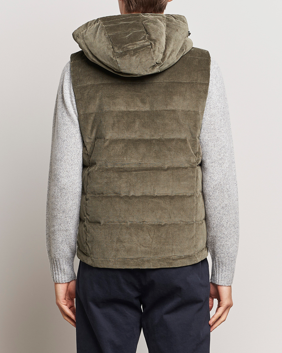 Herr | Jackor | Stenströms | Hooded Corduroy Vest Brown
