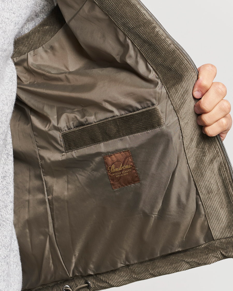 Herr | Jackor | Stenströms | Hooded Corduroy Vest Brown