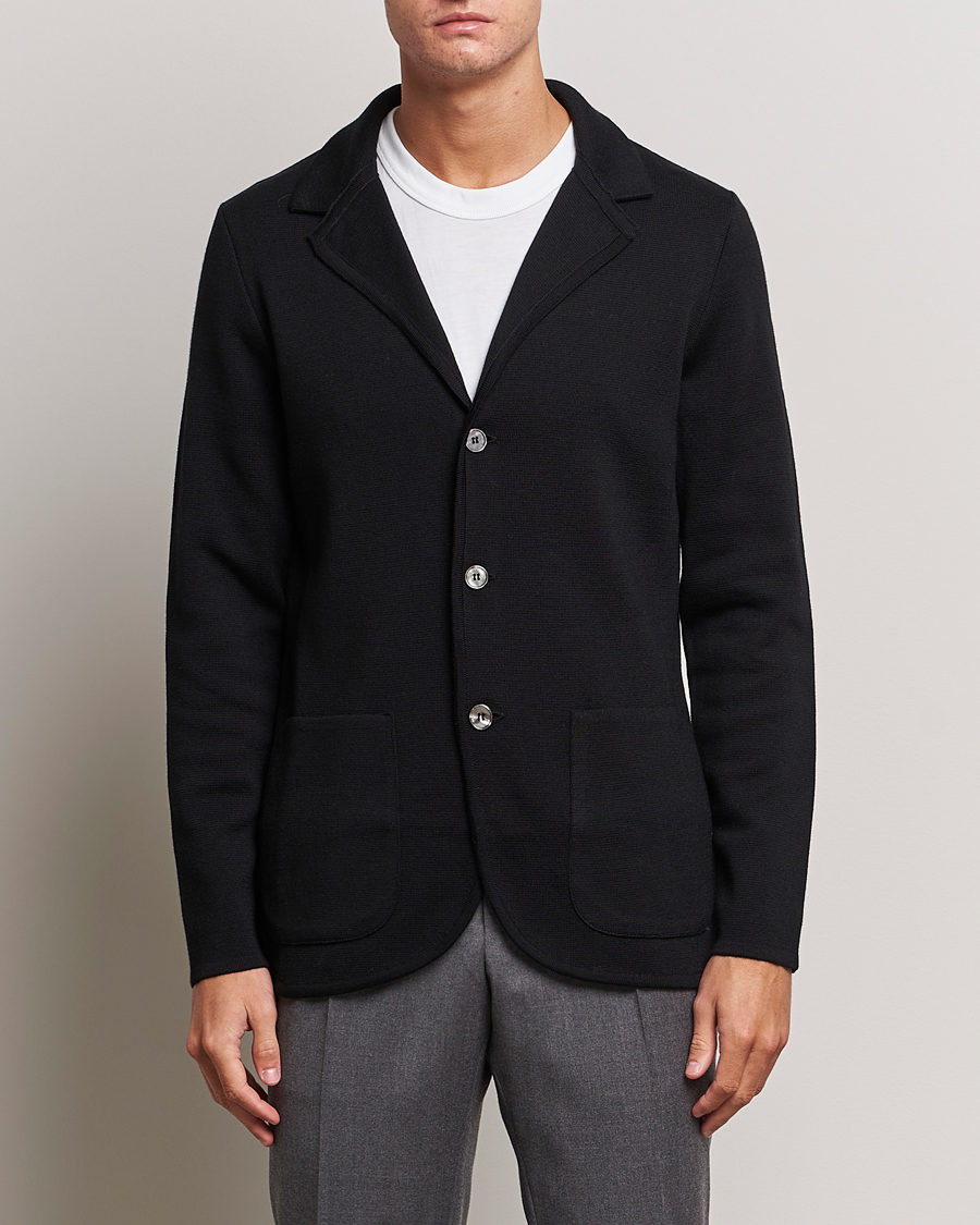 Herr | Kavajer | Stenströms | Milano Knitted Merino Blazer Black