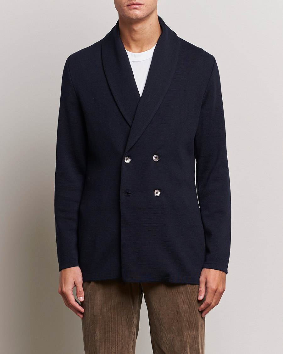 Herr |  | Stenströms | Merino Knitted Tuxedo Cardigan Navy