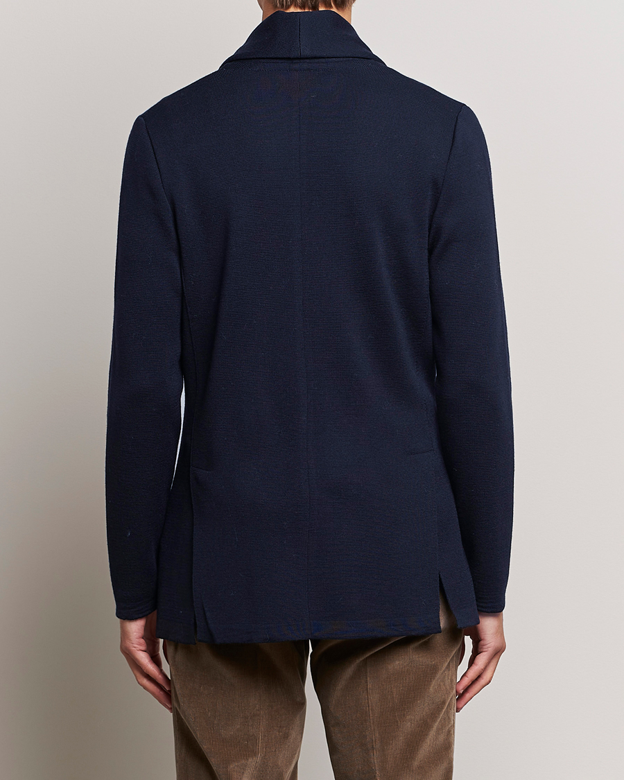 Herr | Kavajer | Stenströms | Merino Knitted Tuxedo Cardigan Navy