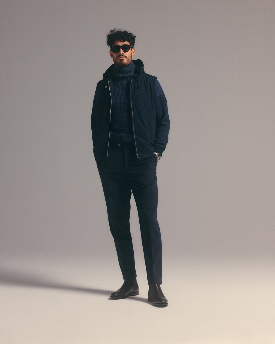 Herr | Jackor | Stenströms | Active Jersey Leisure Hood Vest Navy