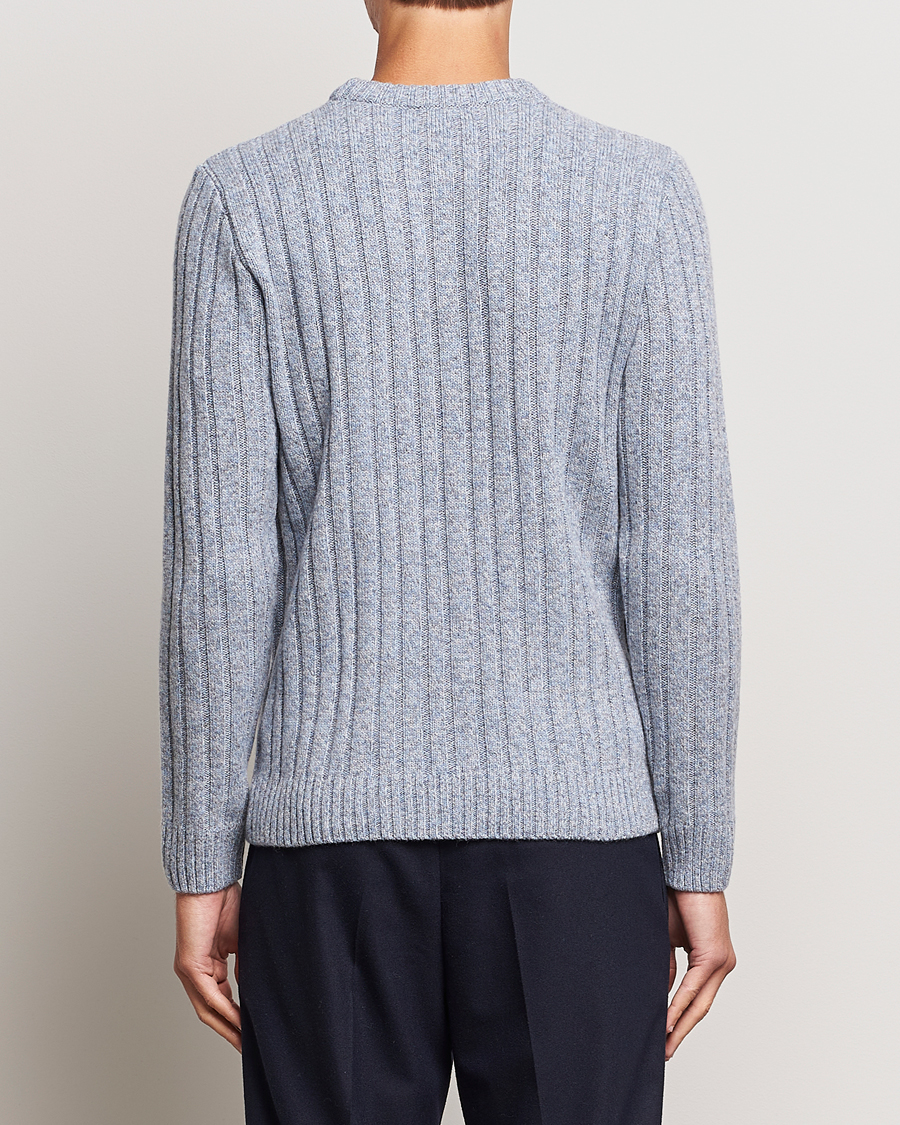 Herr | Tröjor | Stenströms | Super Geelong Merino Crewneck Blue/Grey