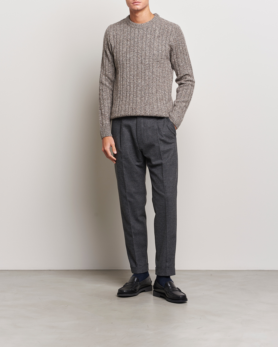 Herr | Tröjor | Stenströms | Super Geelong Merino Crewneck Brown