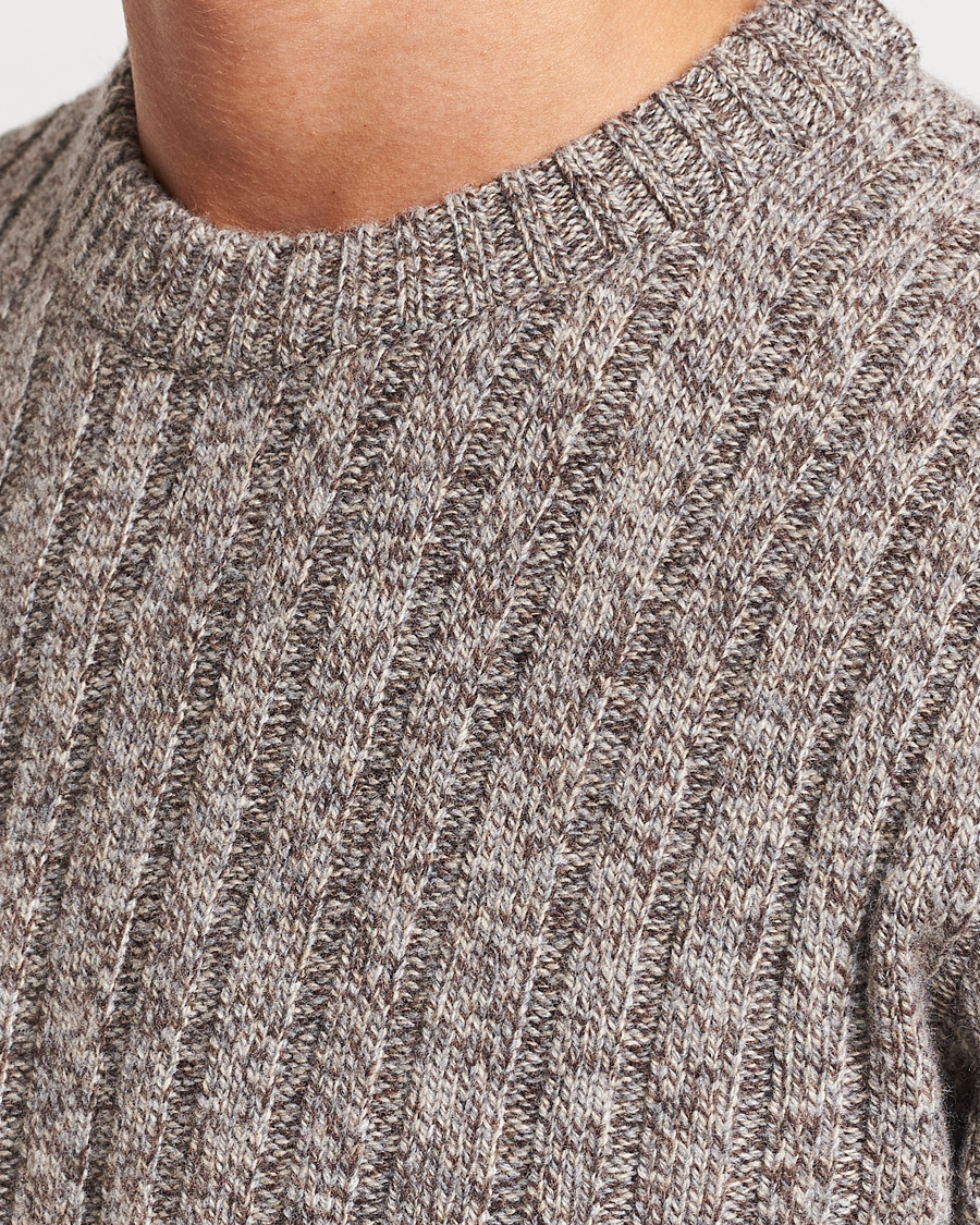 Herr | Tröjor | Stenströms | Super Geelong Merino Crewneck Brown