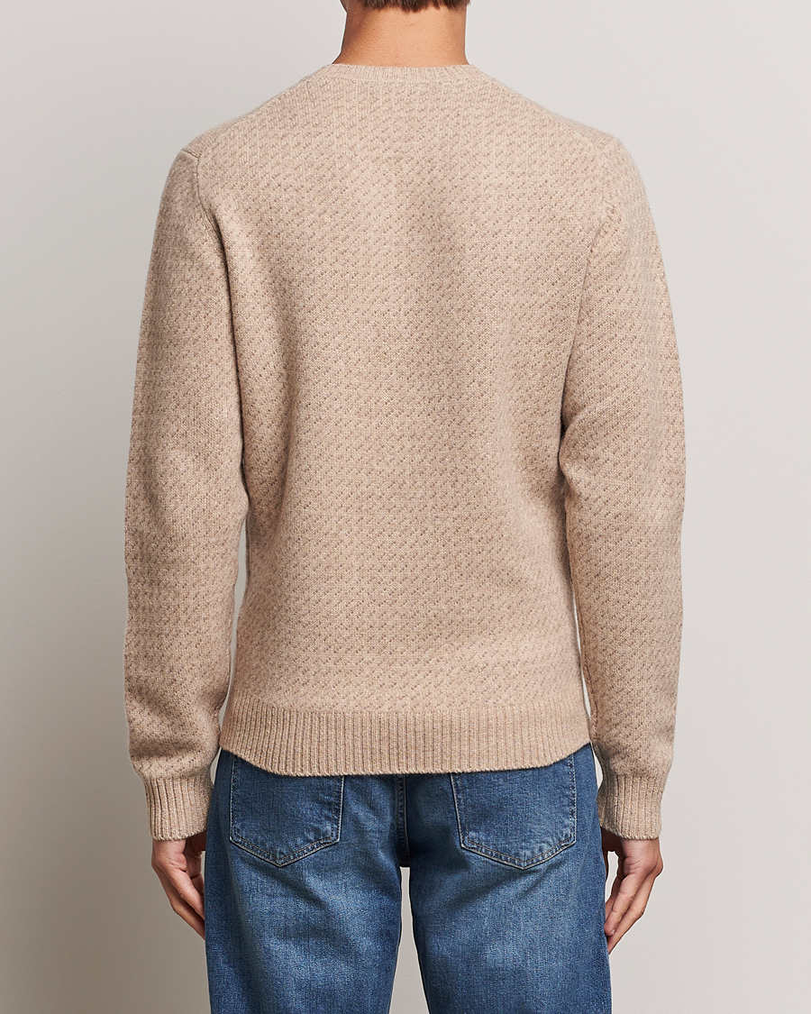 Herr | Tröjor | Stenströms | Patterned Yak Merino Crewneck Beige