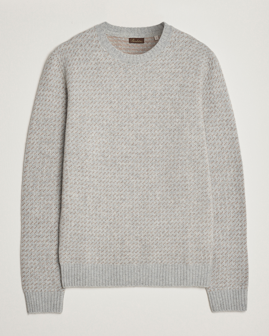 Herr | Tröjor | Stenströms | Patterned Yak Merino Crewneck Grey