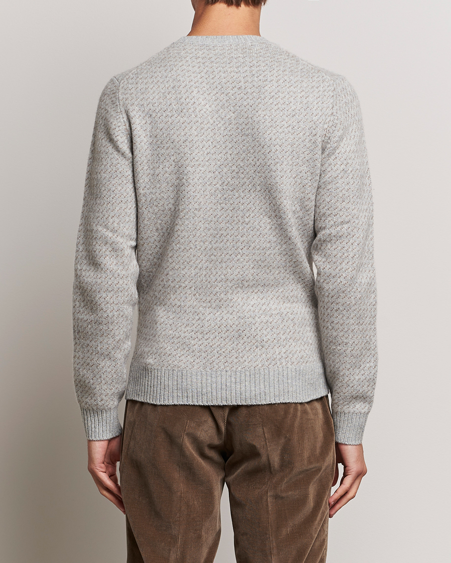 Herr | Tröjor | Stenströms | Patterned Yak Merino Crewneck Grey