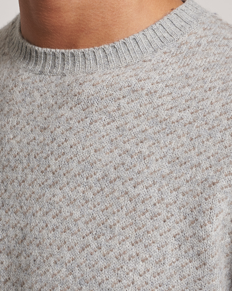 Herr | Tröjor | Stenströms | Patterned Yak Merino Crewneck Grey
