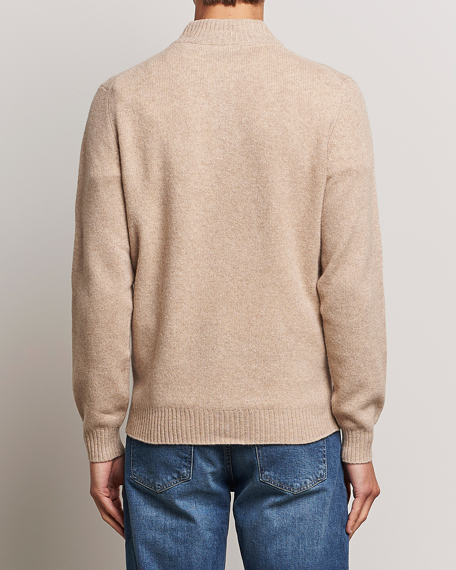 Herr | Tröjor | Stenströms | Patterned Yak Merino Half-Zip Beige