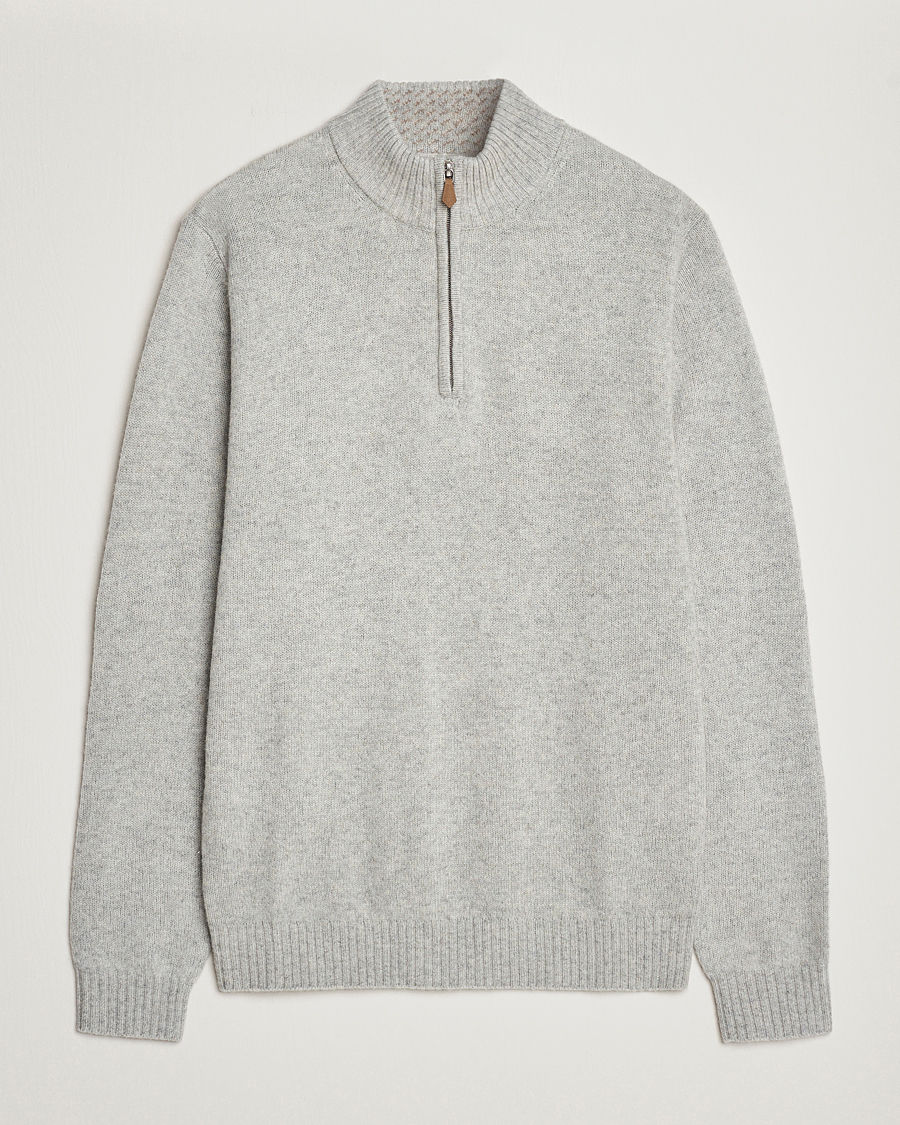 Herr | | Stenströms | Patterned Yak Merino Half-Zip Grey