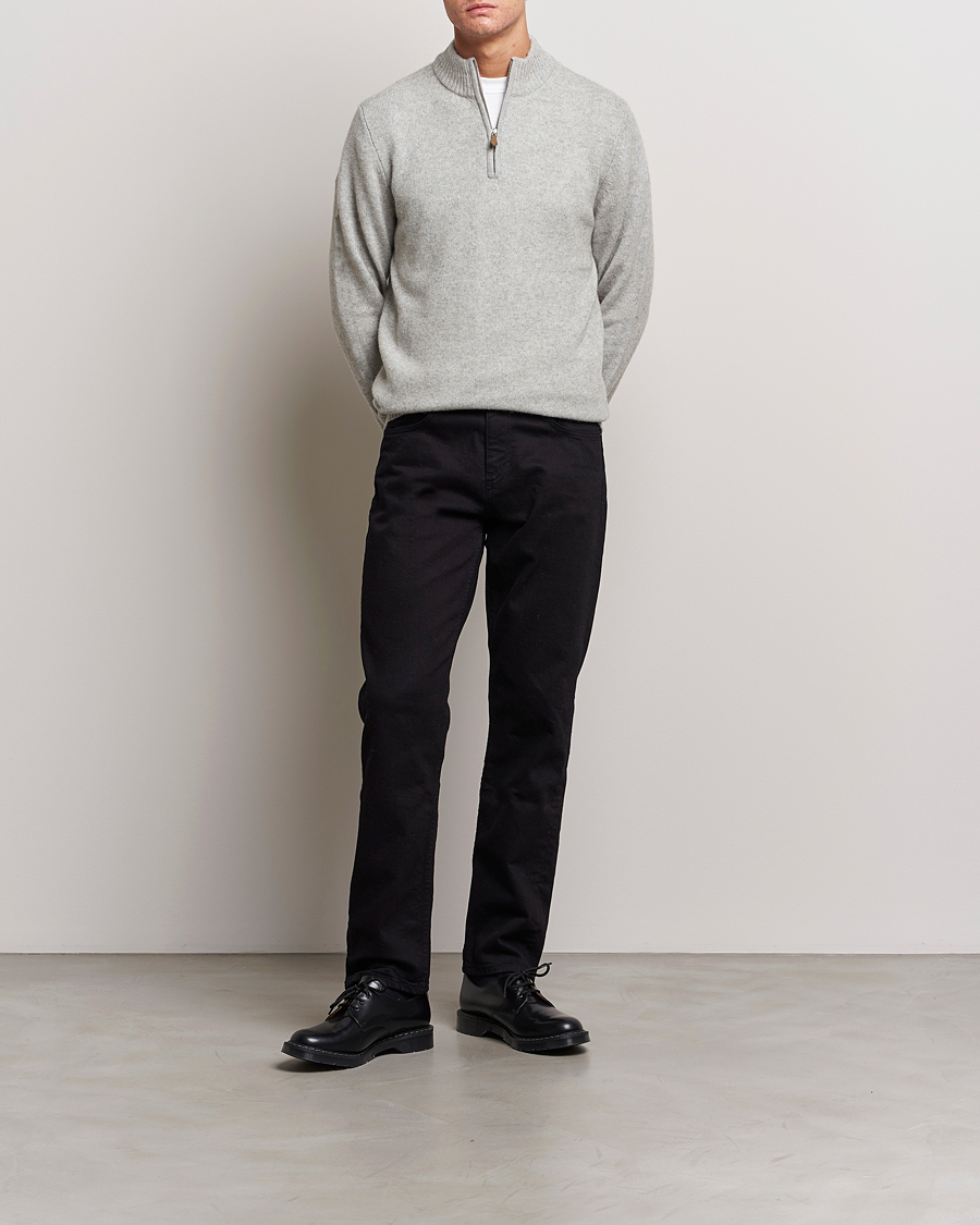 Herr | Tröjor | Stenströms | Patterned Yak Merino Half-Zip Grey