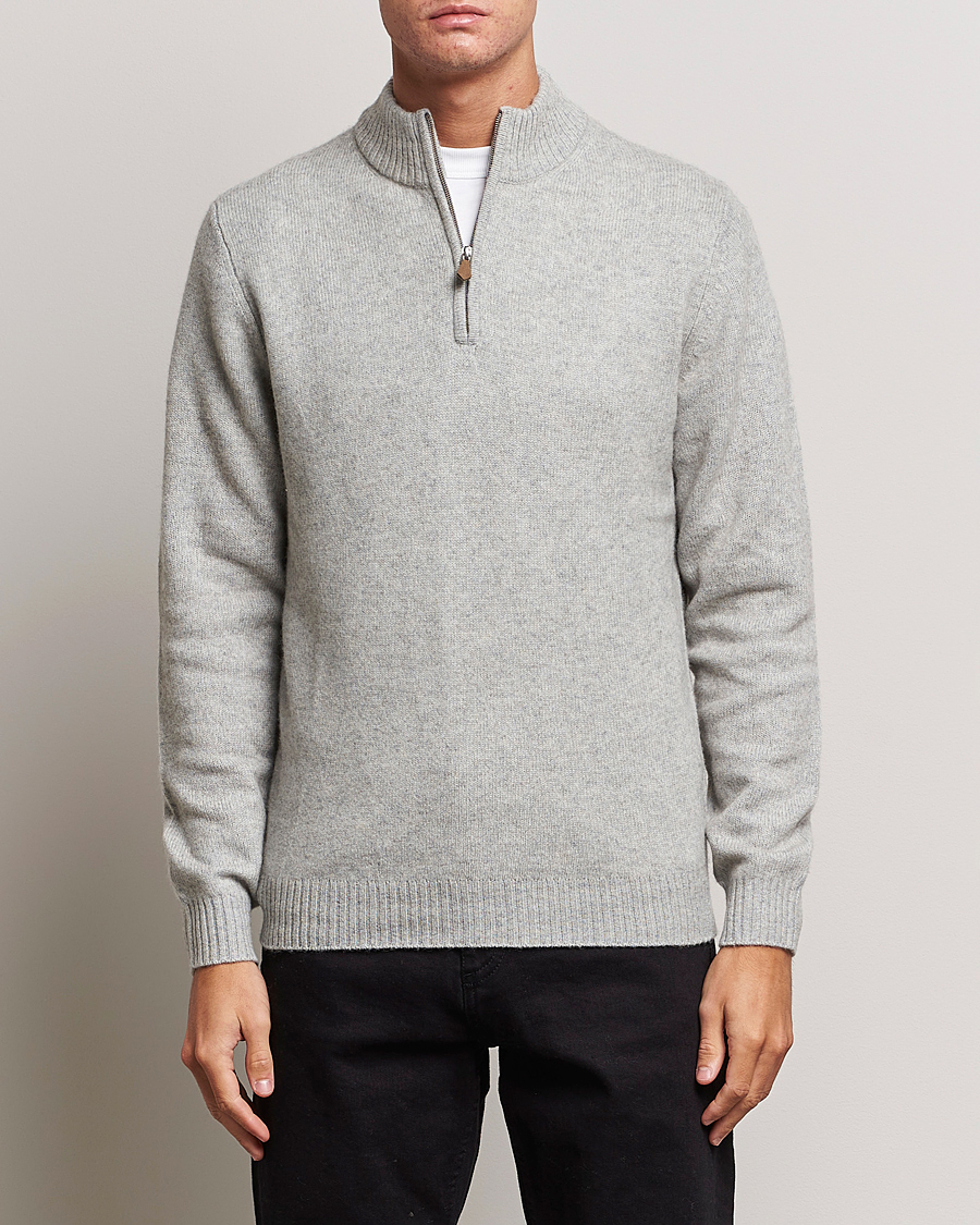 Herr | | Stenströms | Patterned Yak Merino Half-Zip Grey