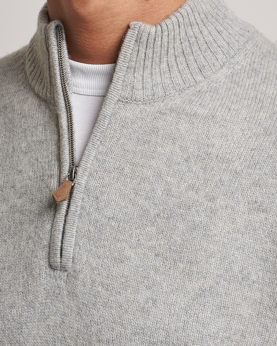 Herr | Tröjor | Stenströms | Patterned Yak Merino Half-Zip Grey