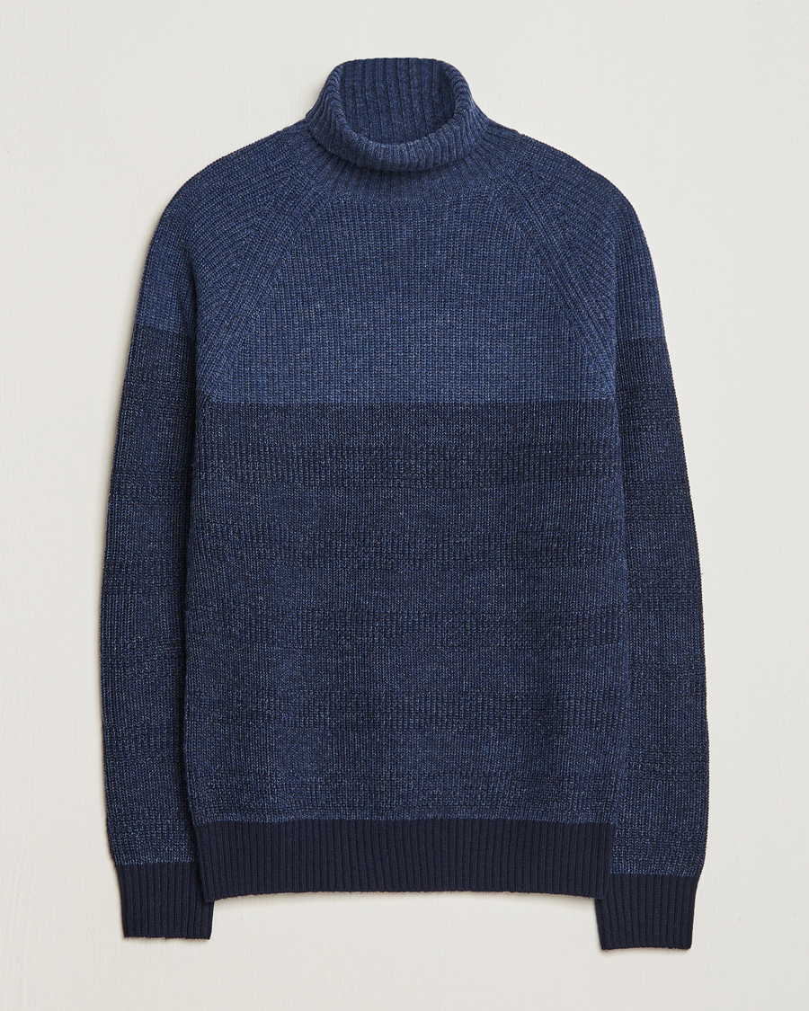 Herr | Tröjor | Stenströms | Chunky Ombre Knit Rollneck Blue