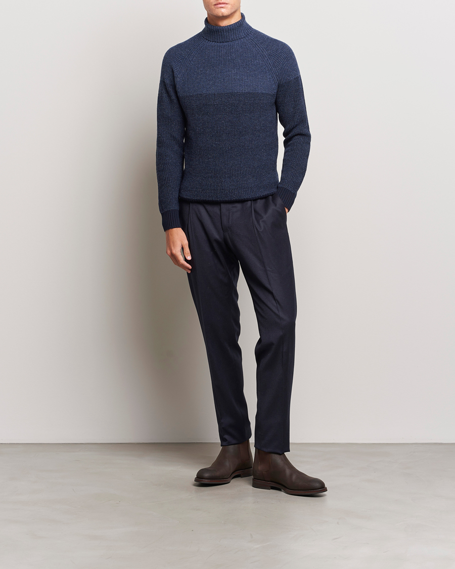 Herr | Tröjor | Stenströms | Chunky Ombre Knit Rollneck Blue