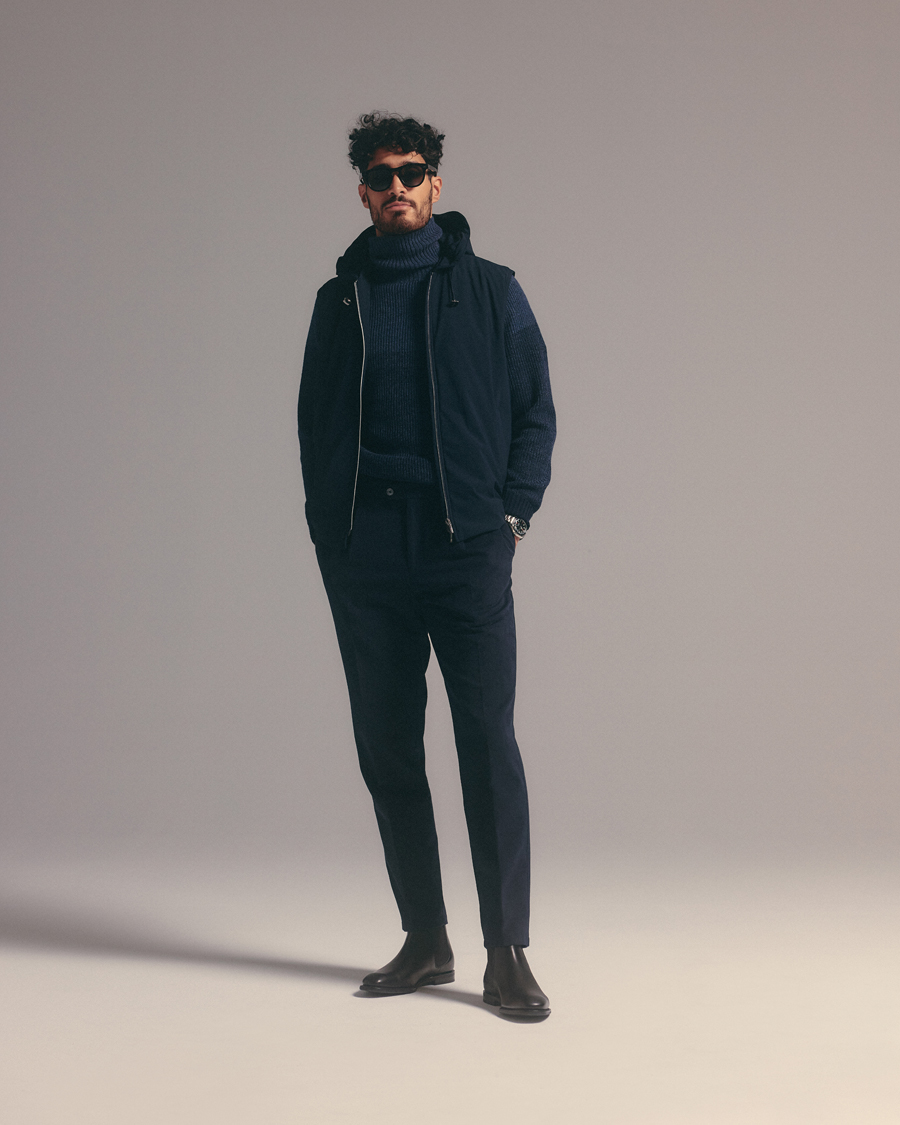 Herr | Tröjor | Stenströms | Chunky Ombre Knit Rollneck Blue