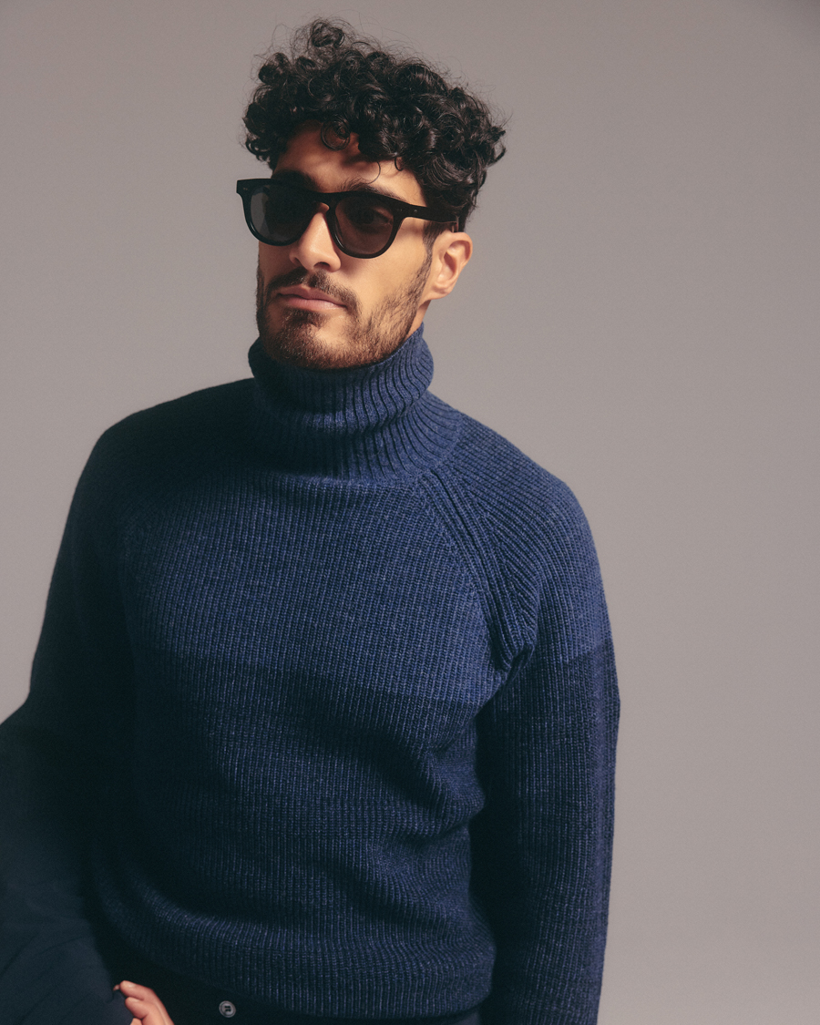 Herr | Tröjor | Stenströms | Chunky Ombre Knit Rollneck Blue