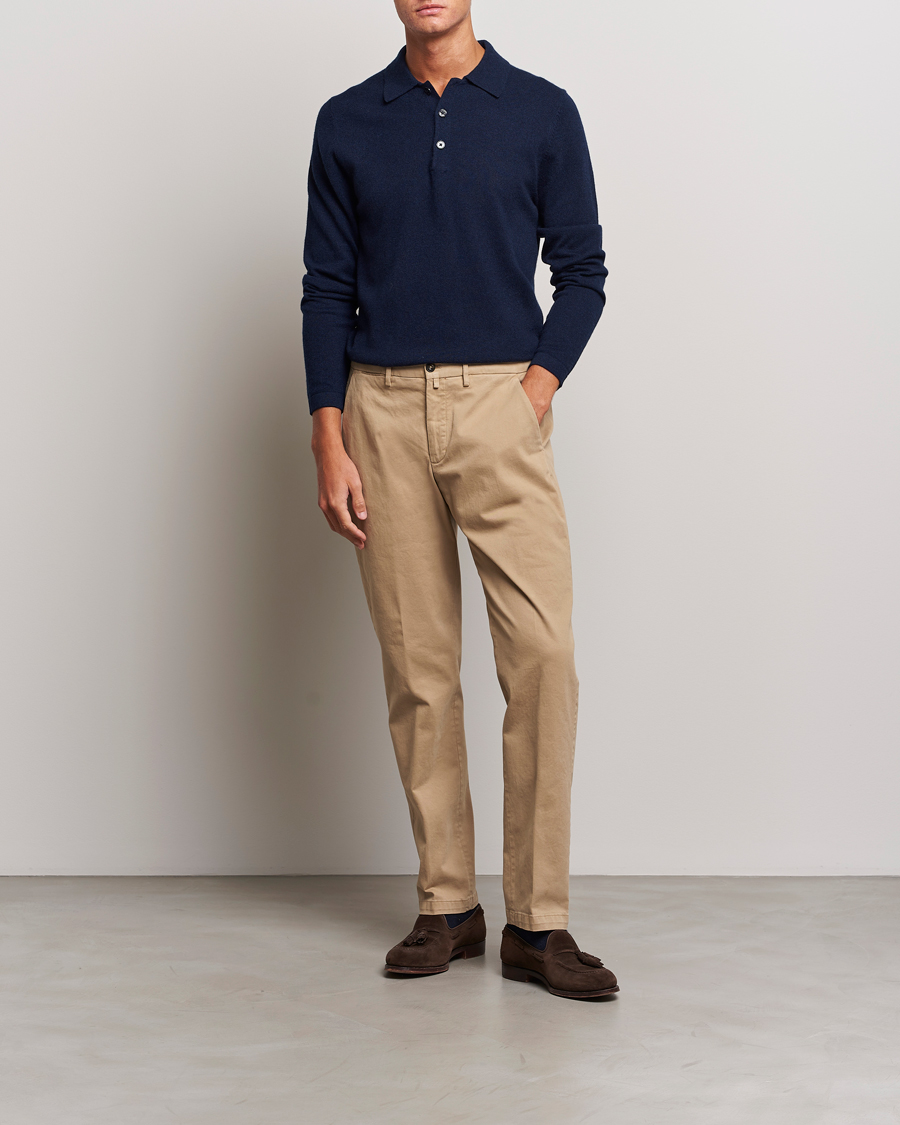 Herr | Tröjor | Stenströms | Cashmere Poloshirt Navy