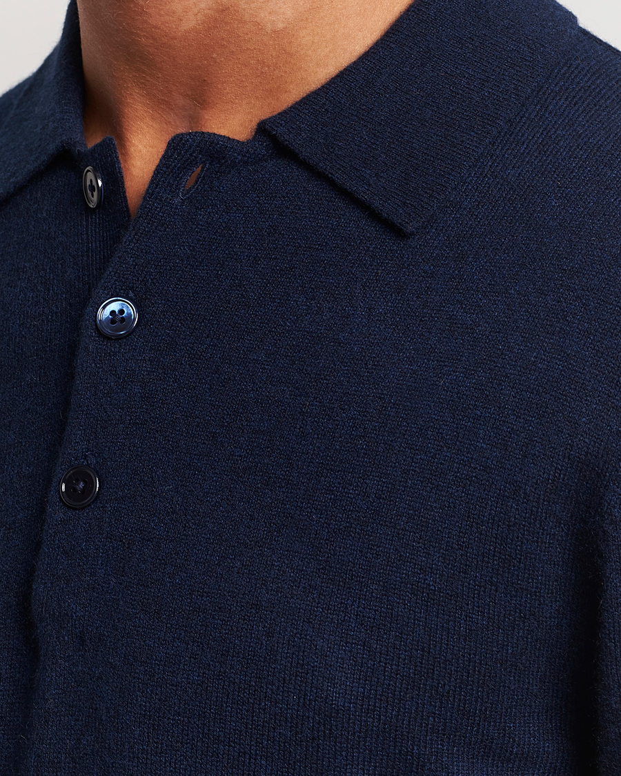 Herr | Tröjor | Stenströms | Cashmere Poloshirt Navy