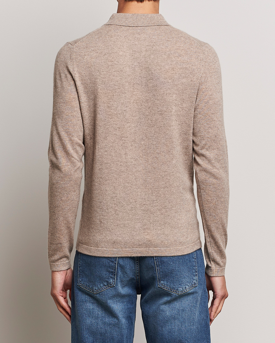 Herr | Tröjor | Stenströms | Cashmere Poloshirt Beige
