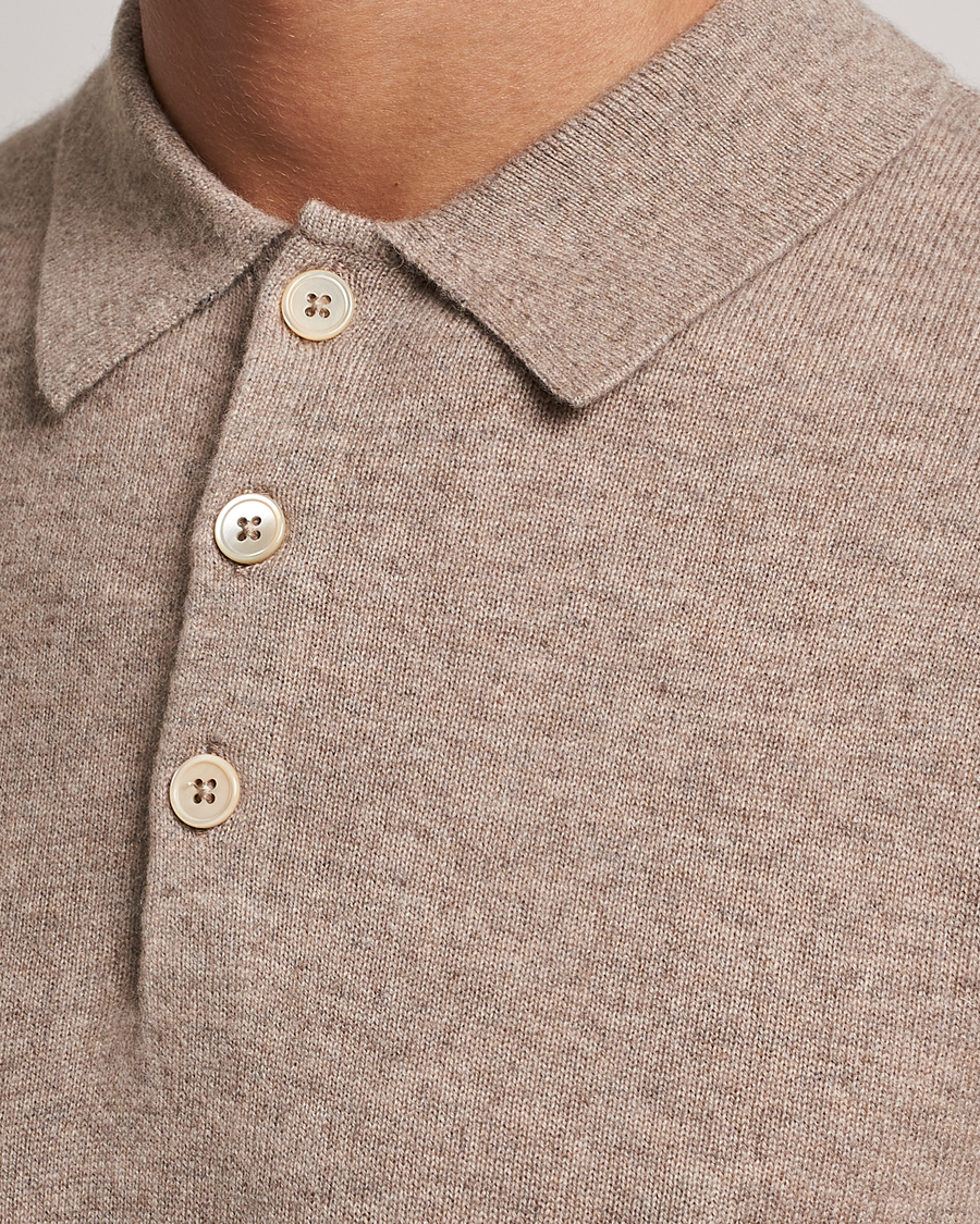 Herr | Tröjor | Stenströms | Cashmere Poloshirt Beige
