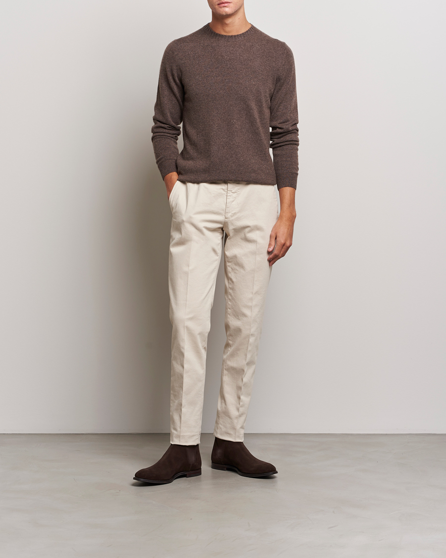 Herr | Tröjor | Stenströms | Cashmere Crewneck Brown