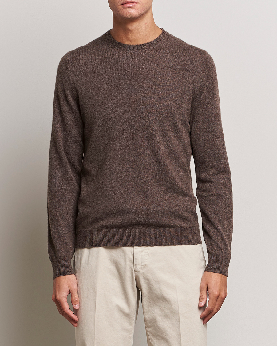 Herr | Tröjor | Stenströms | Cashmere Crewneck Brown