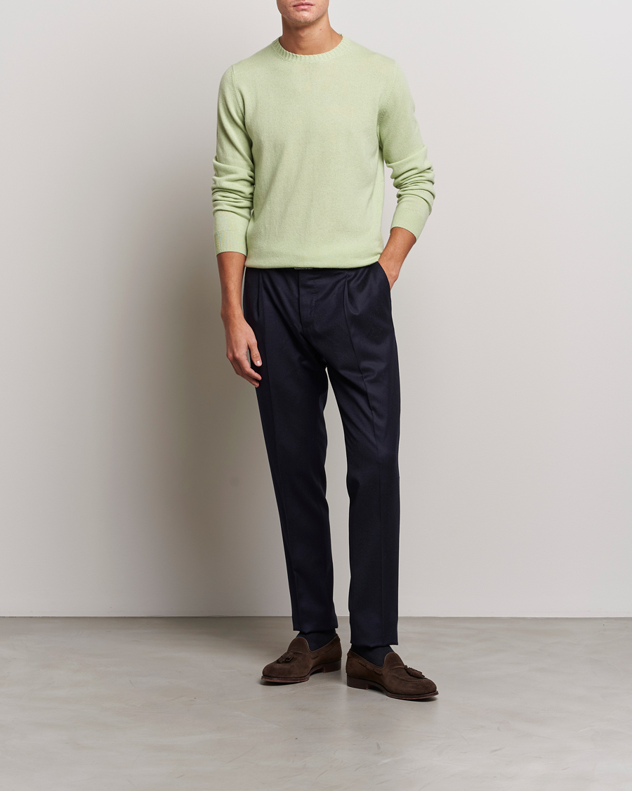 Herr | Tröjor | Stenströms | Cashmere Crewneck Soft Green