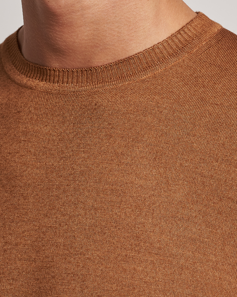 Herr | Tröjor | Stenströms | Garment Dyed Merino Wool Crewneck Rust