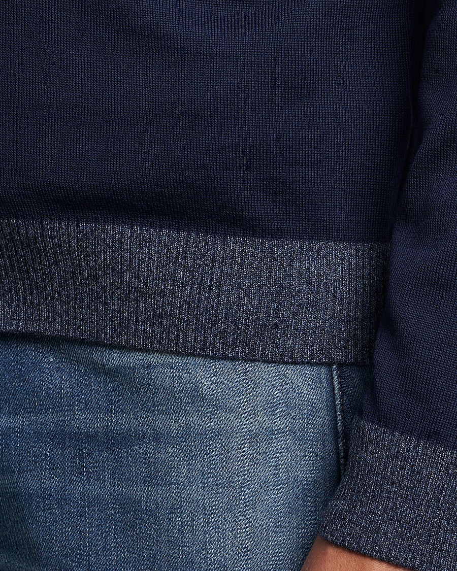 Herr | Tröjor | Stenströms | Merino Wool Contrast Cardigan Navy