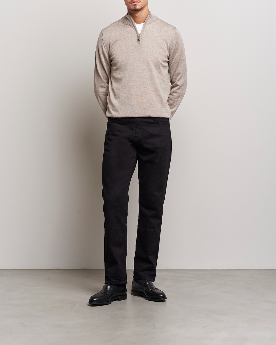 Herr | Tröjor | Stenströms | Merino Half Zip Beige