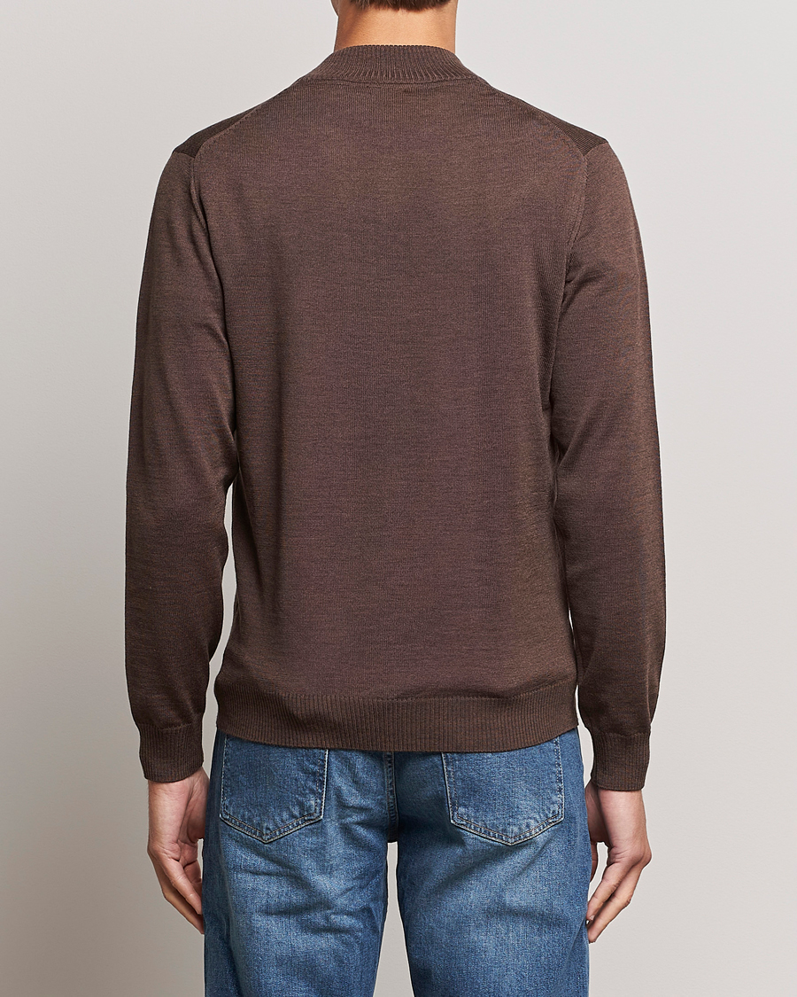 Herr | Tröjor | Stenströms | Merino Half Zip Brown