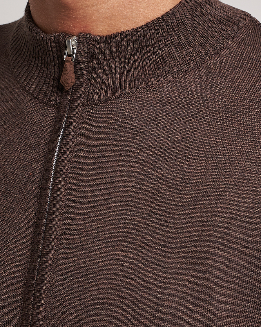 Herr | Tröjor | Stenströms | Merino Full Zip Brown