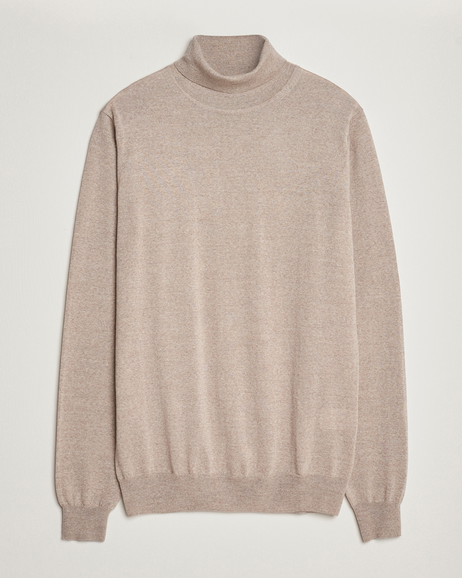 Herr | Tröjor | Stenströms | Fine Merino Rollneck Beige