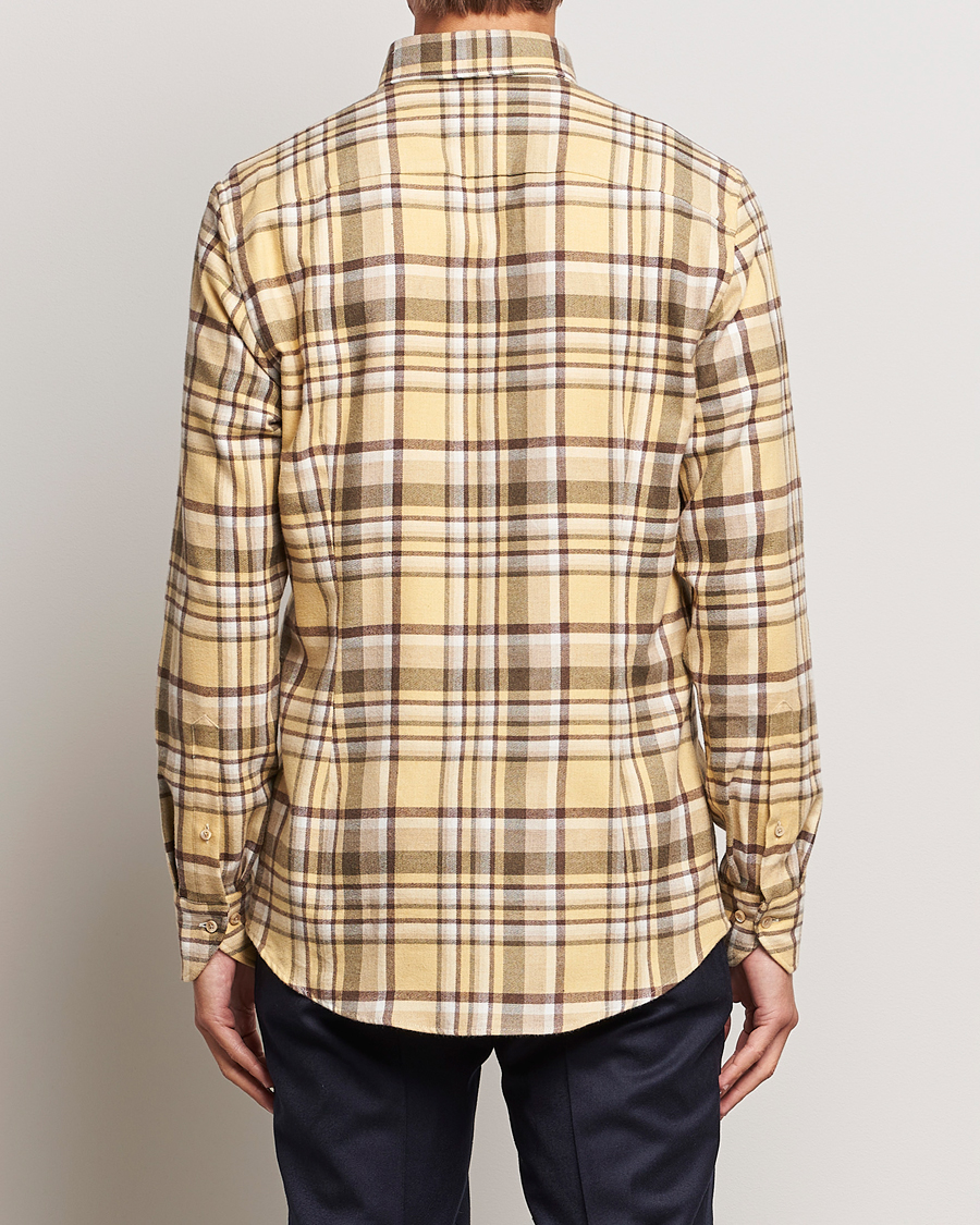 Herr | Skjortor | Stenströms | Slimline Checked Button Down Flannel Shirt Yellow