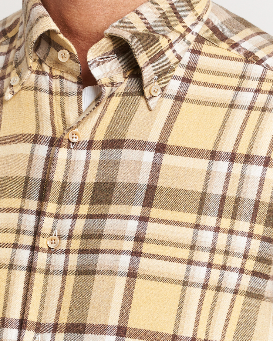 Herr | Skjortor | Stenströms | Slimline Checked Button Down Flannel Shirt Yellow