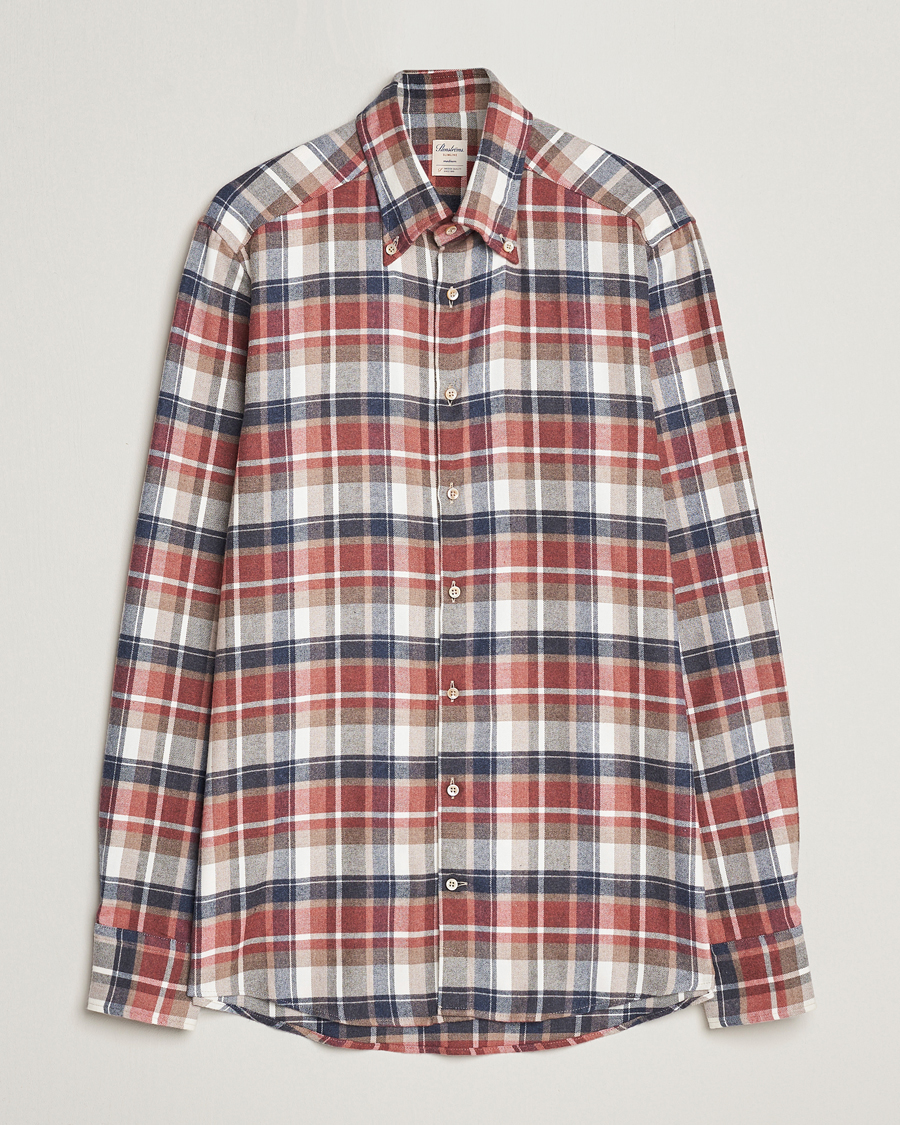 Herr | Skjortor | Stenströms | Slimline Checked Button Down Flannel Shirt Red
